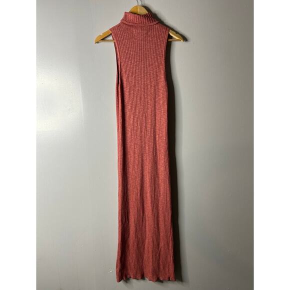 Free People Beach Solari Ribbed Mock Neck Maxi Dress Women’s XS Pink Linen Blend - Picture 7 of 8